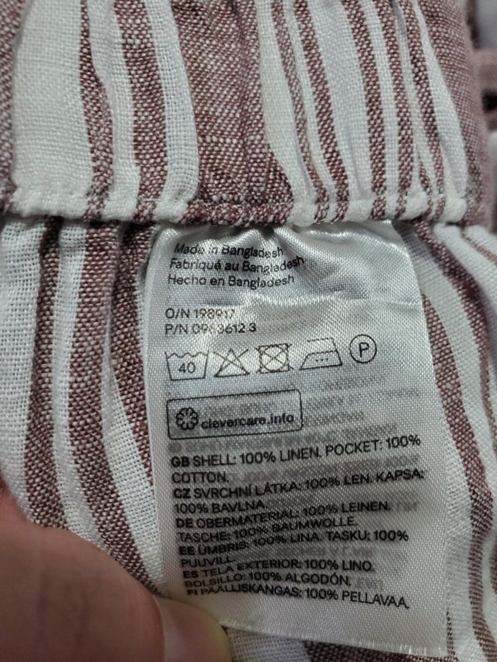 H&M x LEMLEM 100% Linen 28" Paperbag Pants Red White Stripe XL Belt Beach Travel - Picture 11 of 14